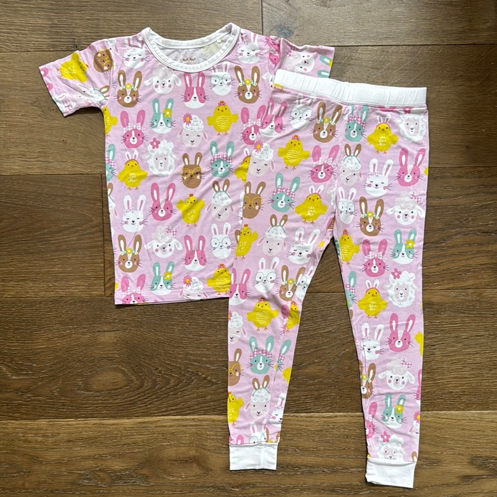 Little Sleepies Pastel Parade Pink 2-piece Short Sleeve and Pants PJ Set 4T